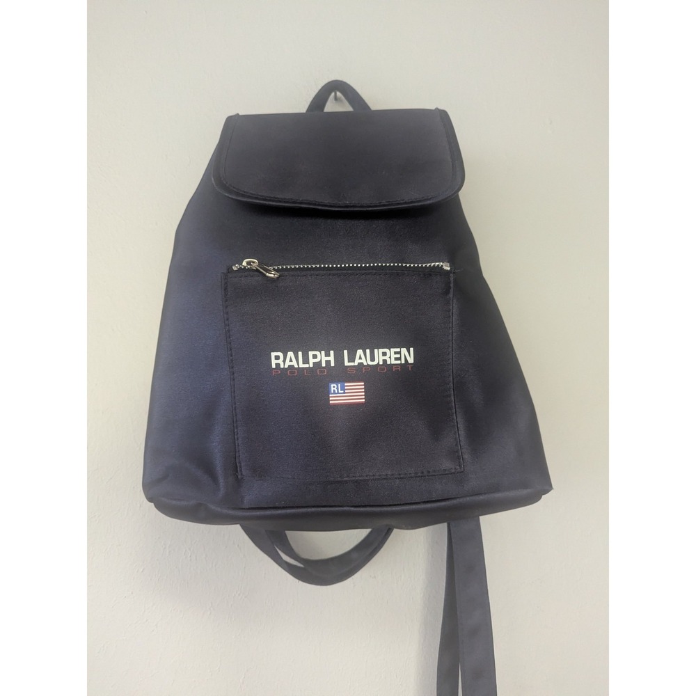 Ralph Lauren Bag Polo Sport blue Silky  Bag 13 X 10 X 3" Flag 90's Y2K Backpack